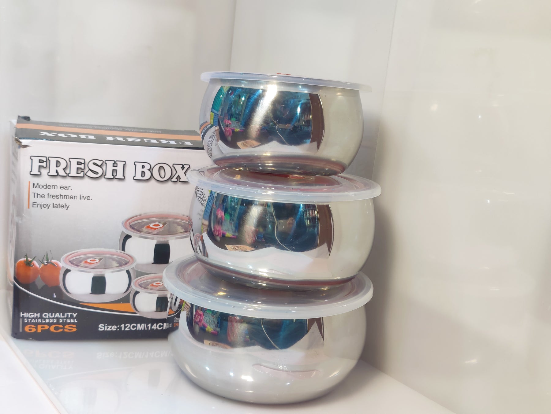 Stainless steel 3 Pcs Bowl Set Food Containers Teffon/Hotpot 3 pcs Bowl Set With plastic Air tight Lid Best quality low Price in pakistan