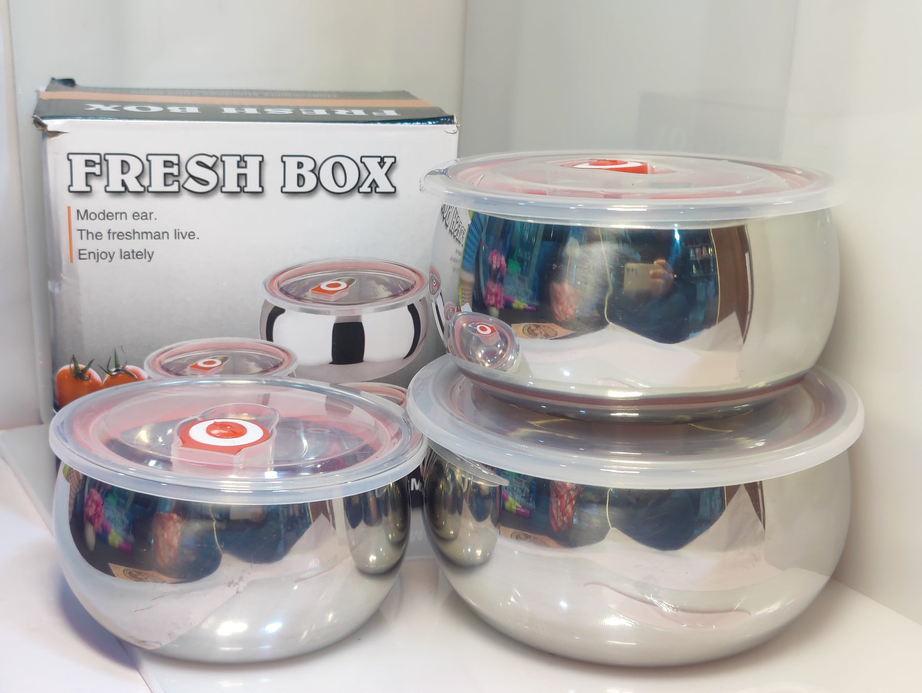Stainless steel 3 Pcs Bowl Set Food Containers Teffon/Hotpot 3 pcs Bowl Set With plastic Air tight Lid Best quality low Price in pakistan