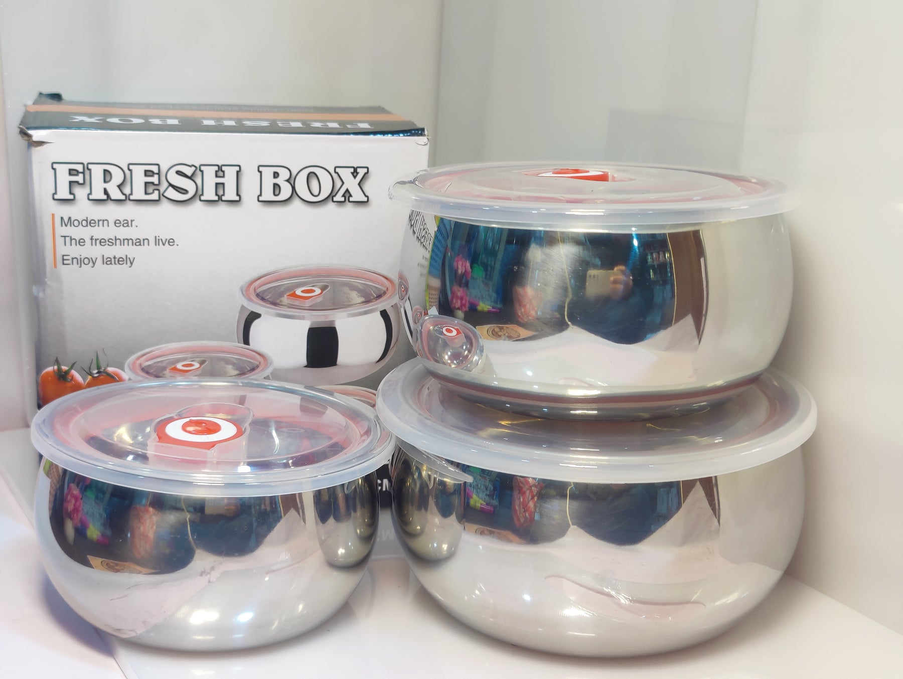 Stainless steel 3 Pcs Bowl Set Food Containers Teffon/Hotpot 3 pcs Bowl Set With plastic Air tight Lid Best quality low Price in pakistan