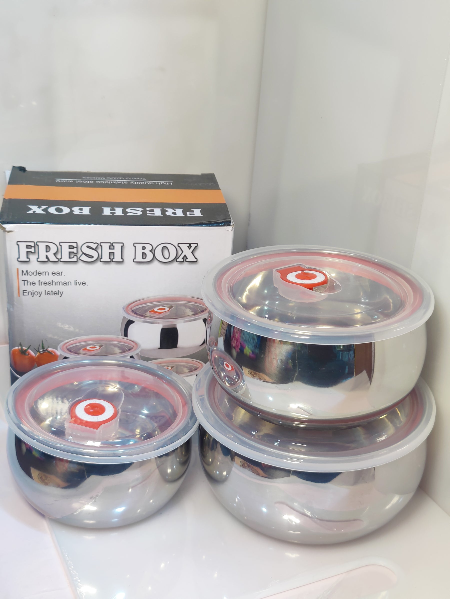 Stainless steel 3 Pcs Bowl Set Food Containers Teffon/Hotpot 3 pcs Bowl Set With plastic Air tight Lid Best quality low Price in pakistan