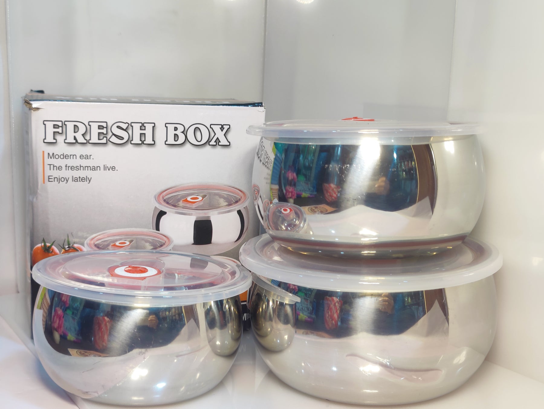 Stainless steel 3 Pcs Bowl Set Food Containers Teffon/Hotpot 3 pcs Bowl Set With plastic Air tight Lid Best quality low Price in pakistan