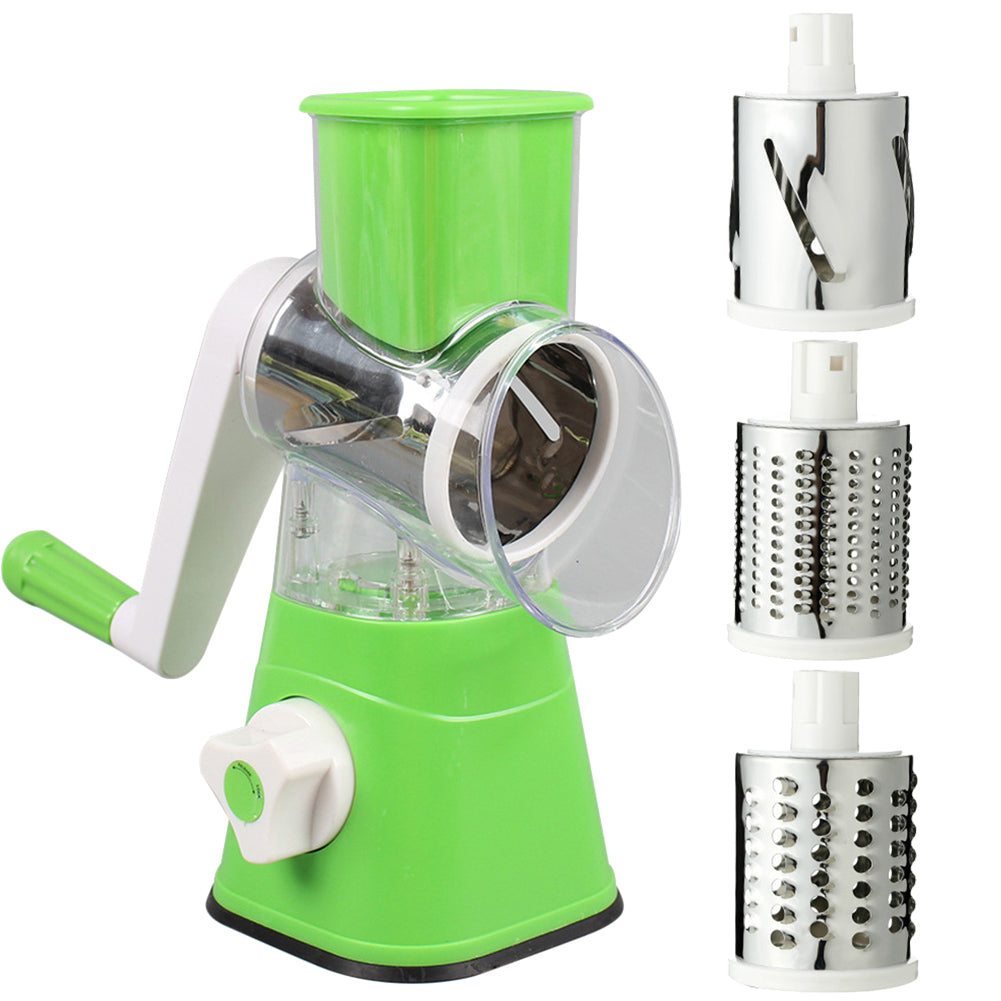 Drum Vegetable Cutter Rotary Cheese Grater with Handle - Vegetable Shredder Stainless Steel Drum Blades, Round Mandoline Slicer Nuts Grinder for Kitchen Gifts (Blue)