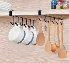 (free dilivery)12 Hooks Mug Cups Wine Glasses Storage Hooks Kitchen Utensil Ties Belt And Scarf Organizer Hanging Hook Rack Holder Under Cabinet Closet (random Color )
