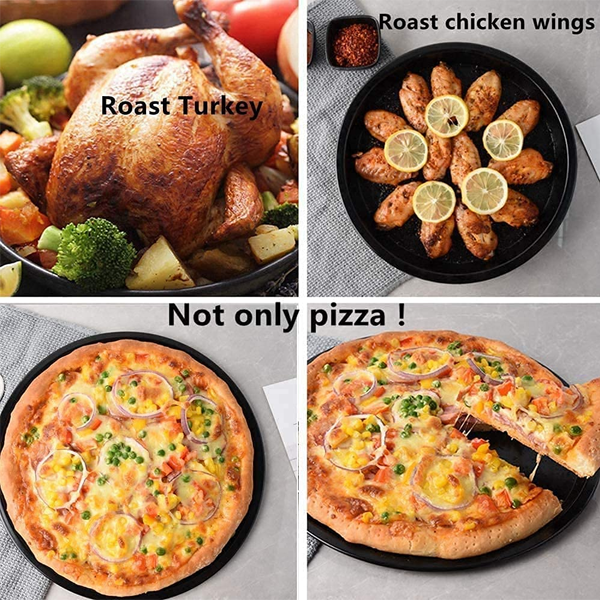 Non-Stick Pizza Pan 3-Pieces Set, 9" /10" /11" Food Grade Carbon Steel Pizza Baking Tray Round Pizza Pan Set for Restaurants & Homemade Pizza Baking