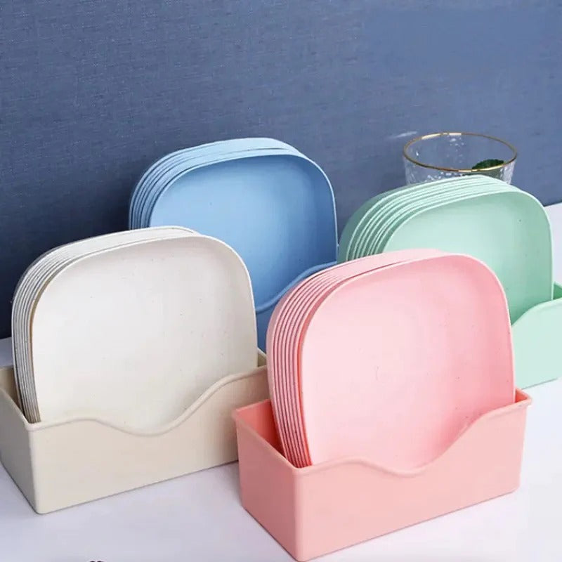 10pcs Plates Set With Holder (random Colours)reason able prices fast dilivery high quality products Best crockery store in paksitan