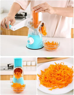 Drum Vegetable Cutter Rotary Cheese Grater with Handle - Vegetable Shredder Stainless Steel Drum Blades, Round Mandoline Slicer Nuts Grinder for Kitchen Gifts (Blue)