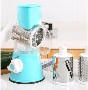 Drum Vegetable Cutter Rotary Cheese Grater with Handle - Vegetable Shredder Stainless Steel Drum Blades, Round Mandoline Slicer Nuts Grinder for Kitchen Gifts (Blue)