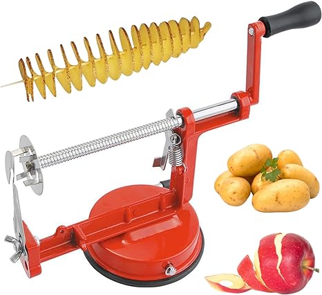 Potato Spiral Cutter 3 in 1 Potato Peeler Machine Stainless Steel Vegetable Cutter Adjustable Fruit Peeler Machine with Suction Cup for Home Kitchen Peeler and Corer Machine Fruit Peeler Machine.