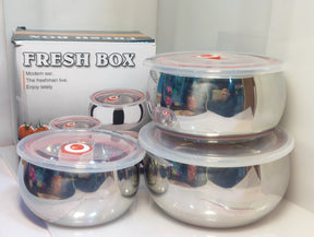 Stainless steel 3 Pcs Bowl Set Food Containers Teffon/Hotpot 3 pcs Bowl Set With plastic Air tight Lid Best quality low Price in pakistan