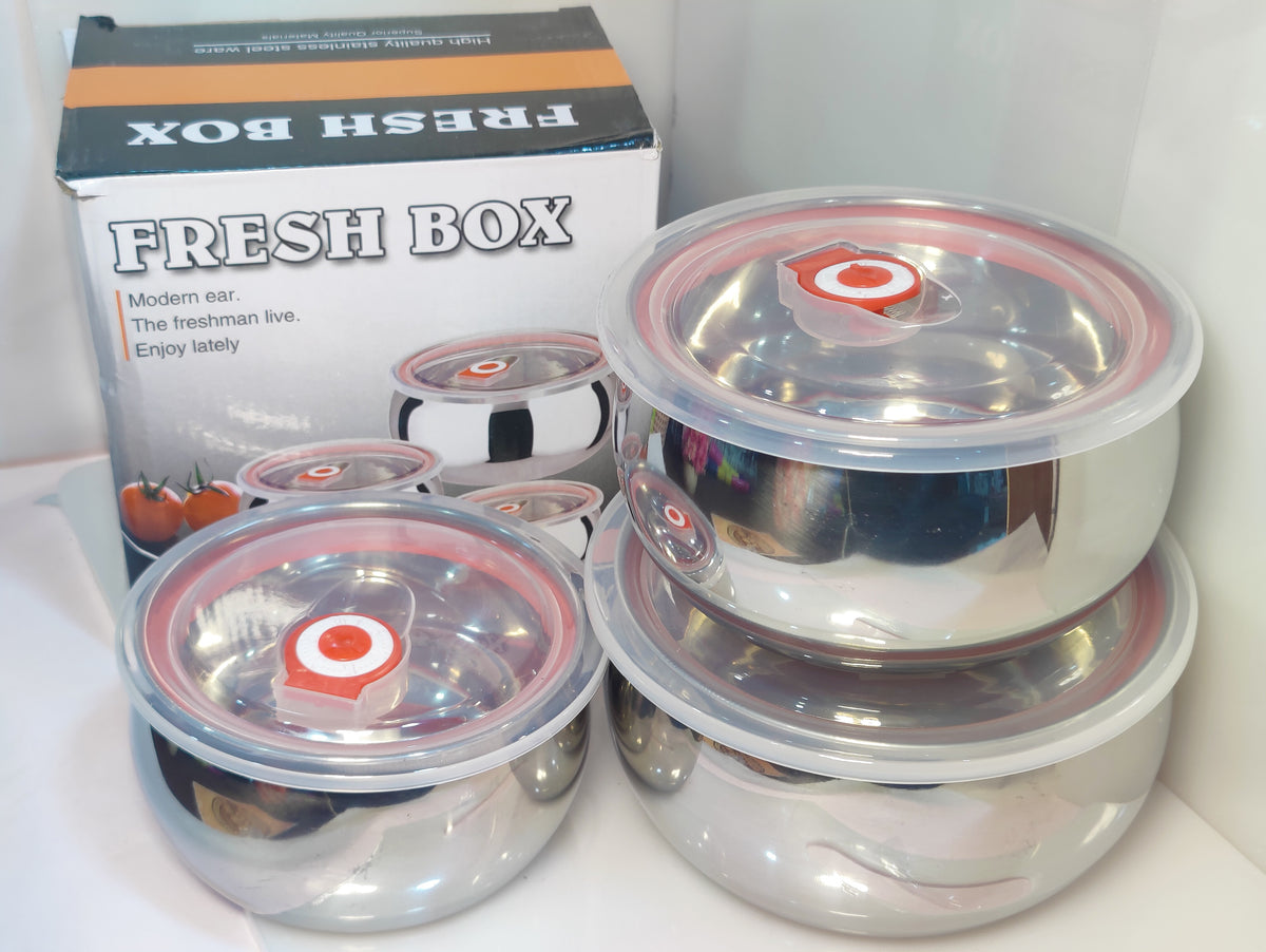 Stainless steel 3 Pcs Bowl Set Food Containers Teffon/Hotpot 3 pcs Bowl Set With plastic Air tight Lid Best quality low Price in pakistan