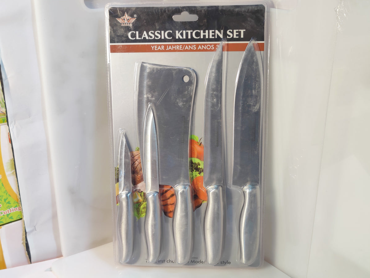 knife 5 pcs Stainless steel Best Quality sharp blades Knife set Cuts Easily Highly recommend for your Healthy kitchen.