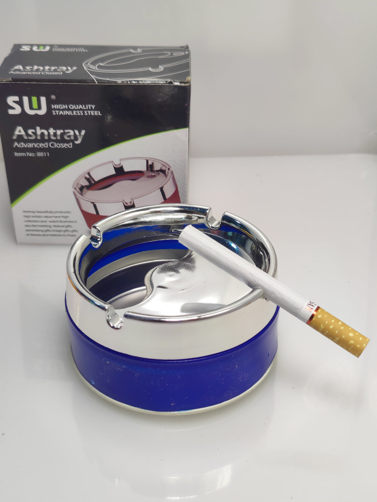 Fency Cigarette Ashtray Detachable Lid Stainless steel For Home,Car and Office with Rotateable Cover Lid~Multi colors