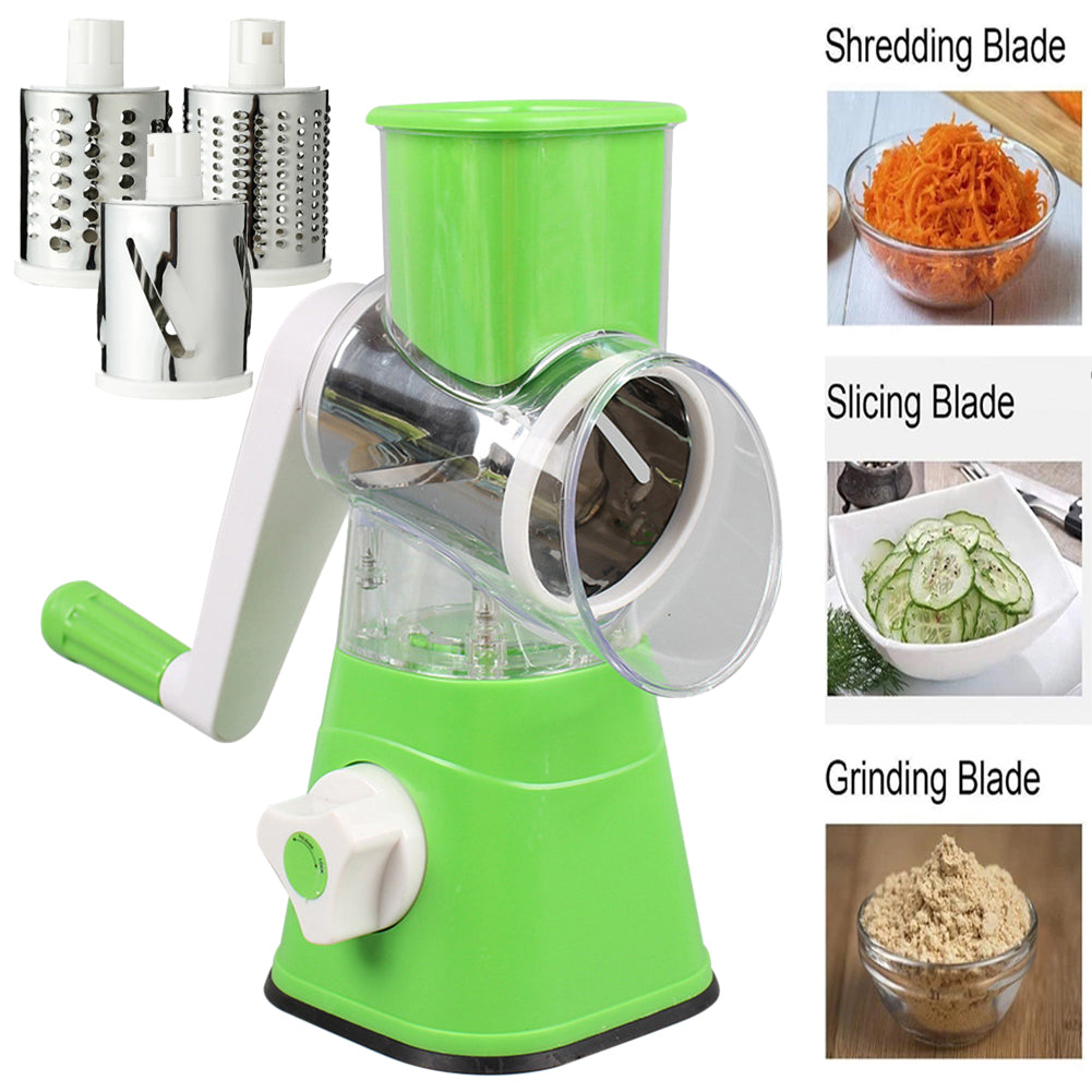 Drum Vegetable Cutter Rotary Cheese Grater with Handle - Vegetable Shredder Stainless Steel Drum Blades, Round Mandoline Slicer Nuts Grinder for Kitchen Gifts (Blue)