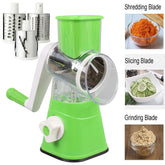 Drum Vegetable Cutter Rotary Cheese Grater with Handle - Vegetable Shredder Stainless Steel Drum Blades, Round Mandoline Slicer Nuts Grinder for Kitchen Gifts (Blue)