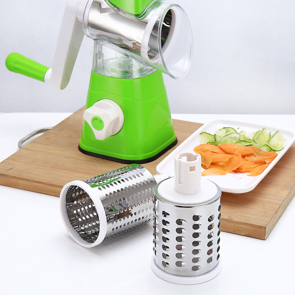 Drum Vegetable Cutter Rotary Cheese Grater with Handle - Vegetable Shredder Stainless Steel Drum Blades, Round Mandoline Slicer Nuts Grinder for Kitchen Gifts (Blue)