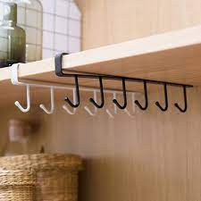 (free dilivery)12 Hooks Mug Cups Wine Glasses Storage Hooks Kitchen Utensil Ties Belt And Scarf Organizer Hanging Hook Rack Holder Under Cabinet Closet (random Color )