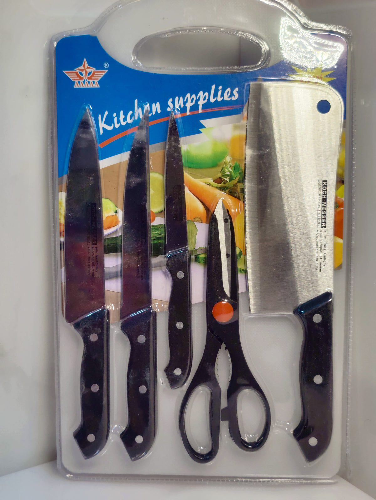 knife 6 pcs with cut board Stainless steel Best Quality sharp blades Knife set Cuts Easily Highly recommend for your Healthy kitchen.