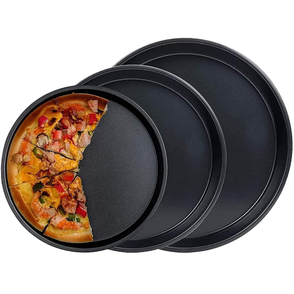 Non-Stick Pizza Pan 3-Pieces Set, 9" /10" /11" Food Grade Carbon Steel Pizza Baking Tray Round Pizza Pan Set for Restaurants & Homemade Pizza Baking