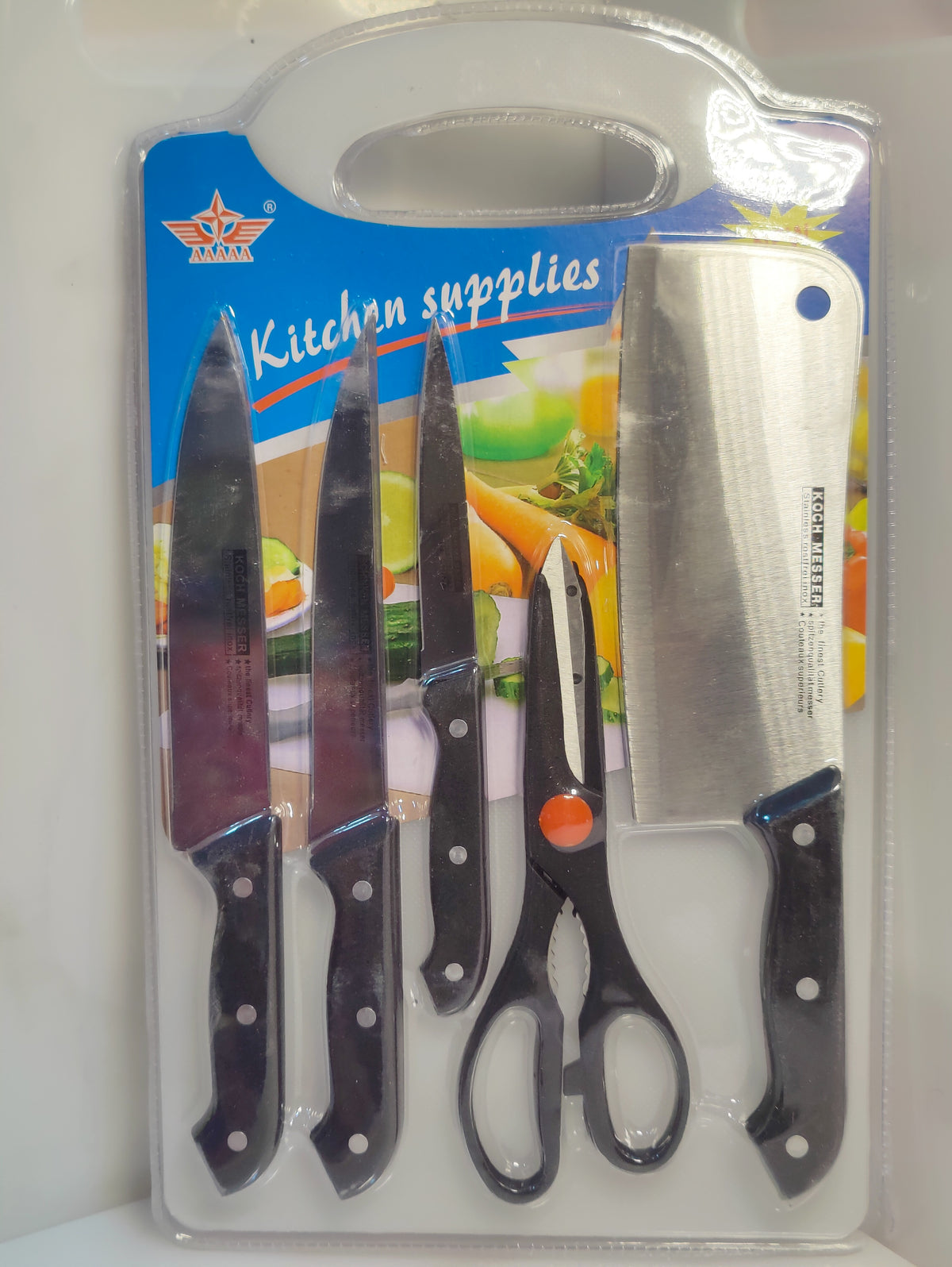 knife 6 pcs with cut board Stainless steel Best Quality sharp blades Knife set Cuts Easily Highly recommend for your Healthy kitchen.